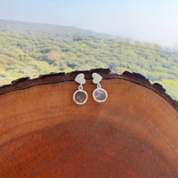 My Heart Rose-quartz Earring - 92.5 Silver ( with 22k Gold Plating )