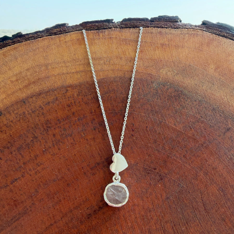My Heart Necklace - Rose Quartz, 92.5 Silver (with 22k Gold Plating)