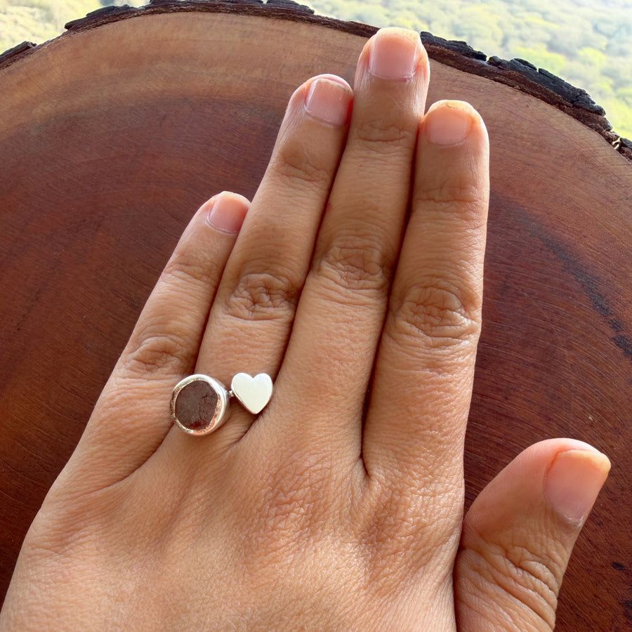 My Heart Rose-quartz Ring - 92.5 Silver ( with 22k Gold Plating)
