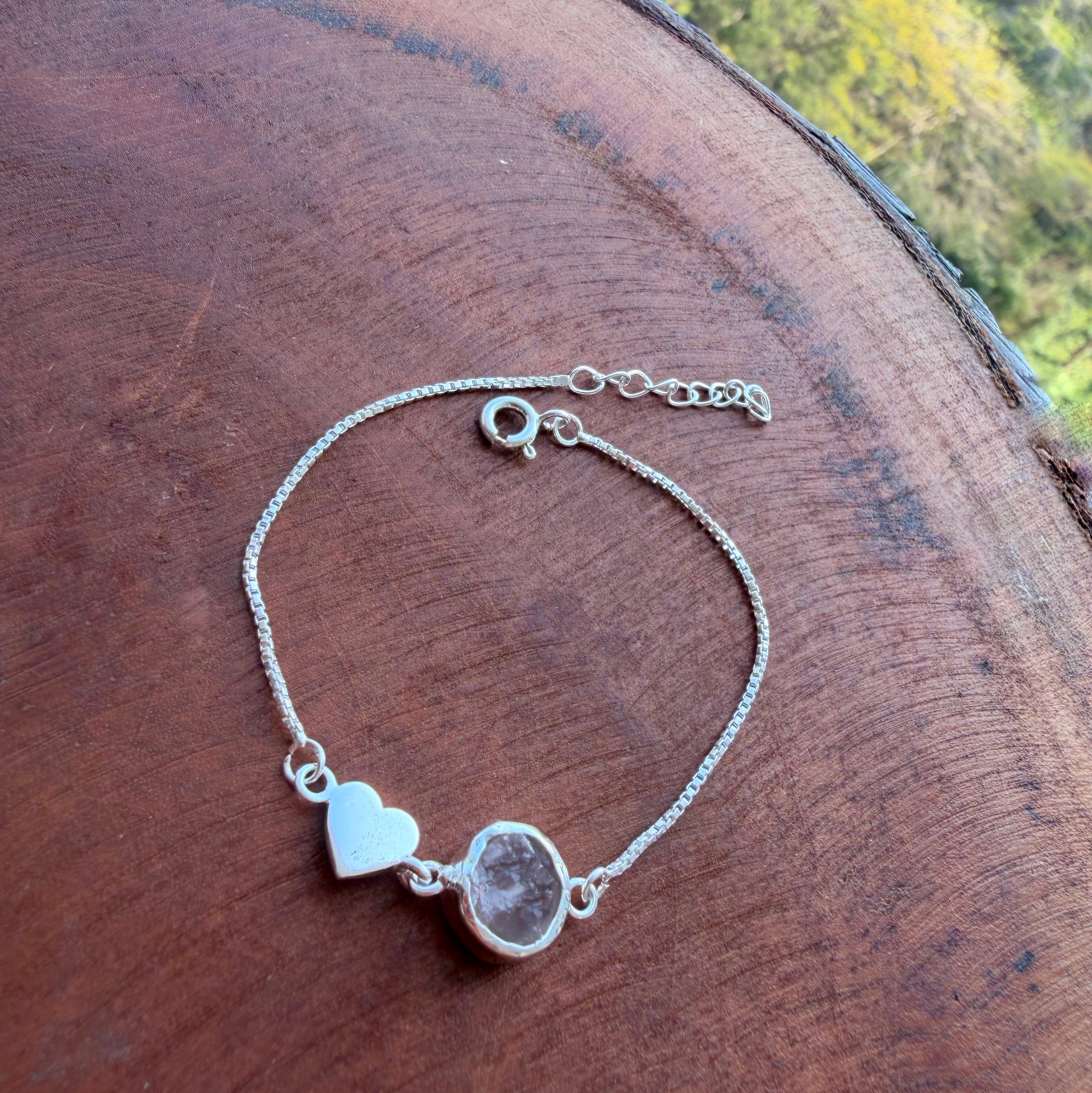 My Heart Rose Quartz Bracelet - 92.5 Silver ( with 22k Gold Plating)