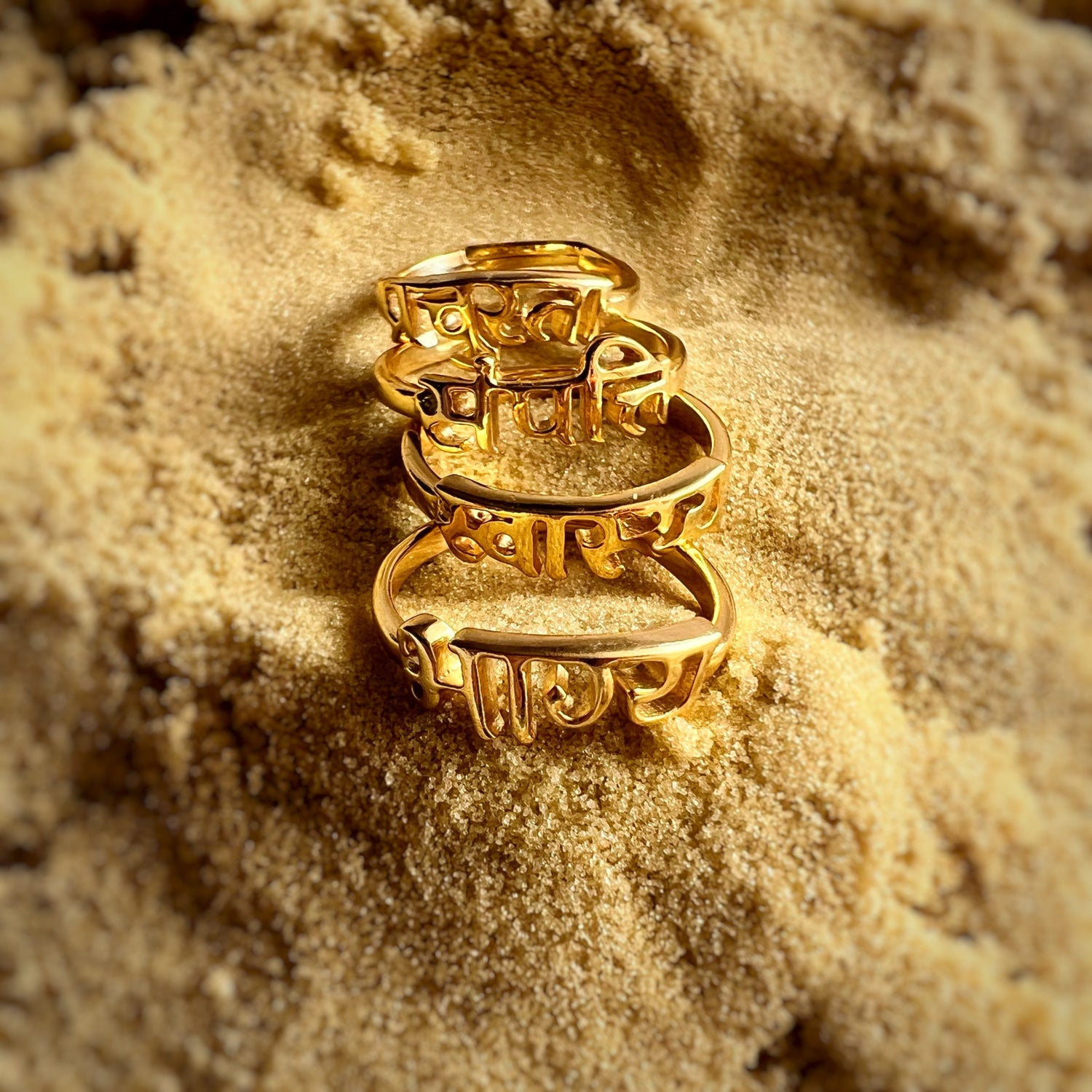 All Four Shakti Rings - 92.5 Silver (with 22k Gold-plating)