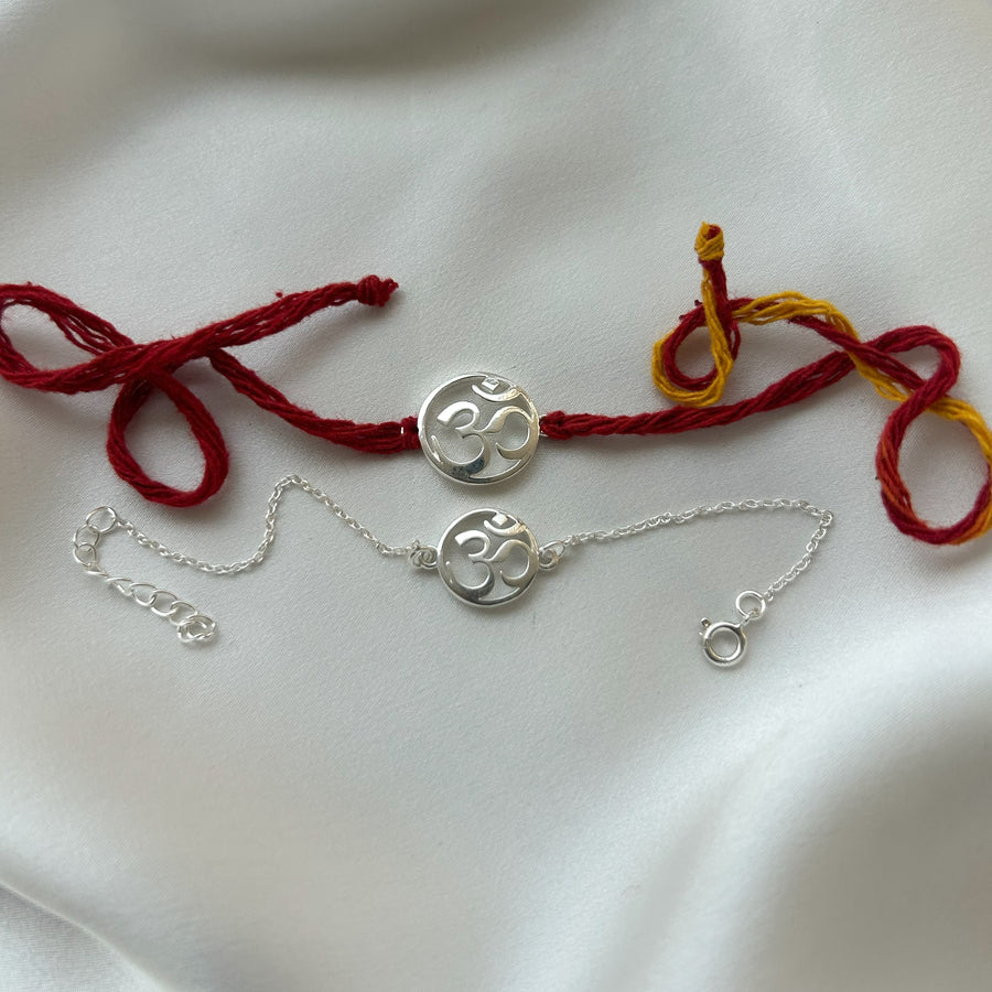 COMBO RAKHI - OM 92.5 Silver Rakhi for Bhai & Bhabhi