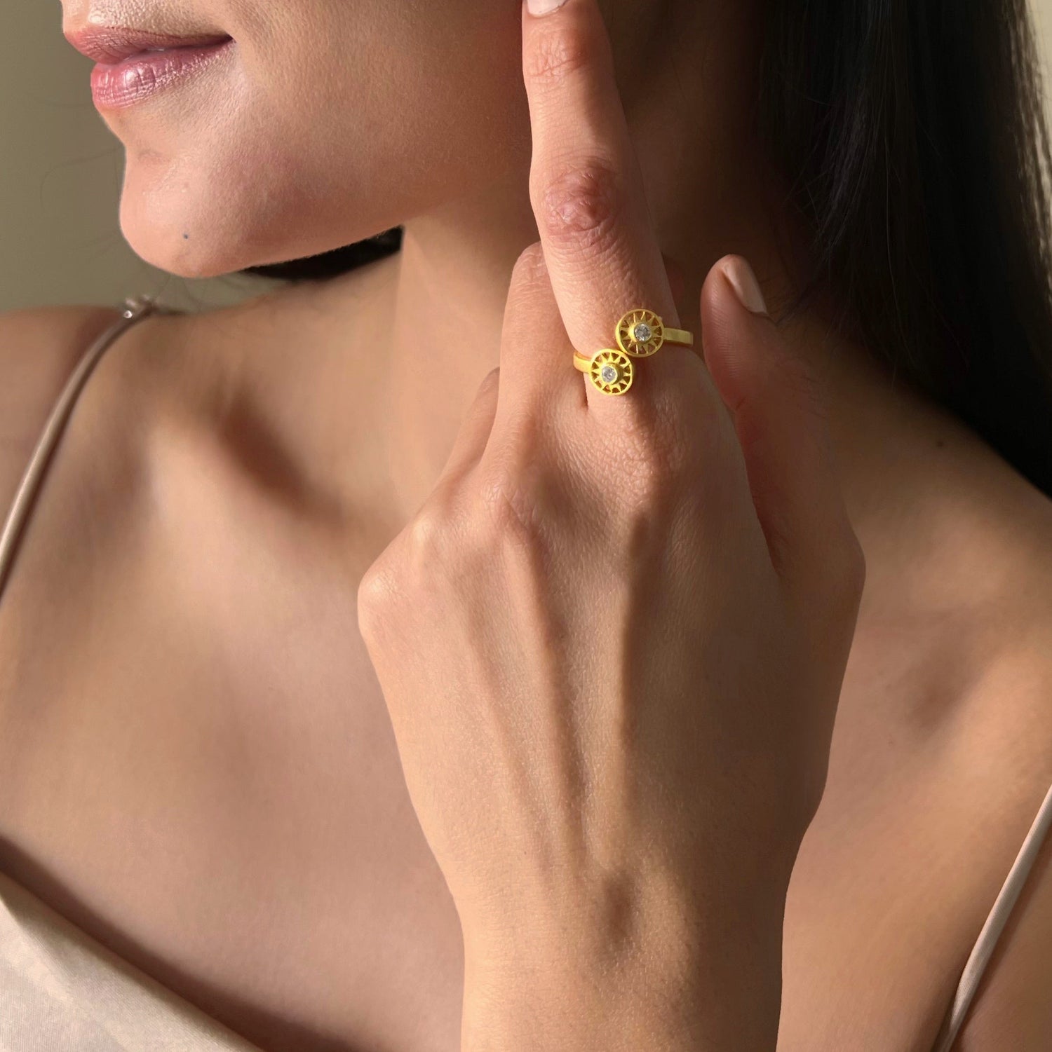 Double Sun Swarovski Ring