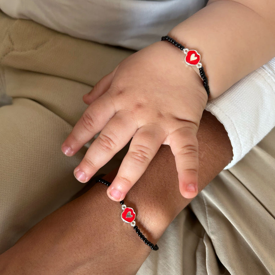 KIDS- (Pair) Red Cutie Pie Enamel 92.5 Silver