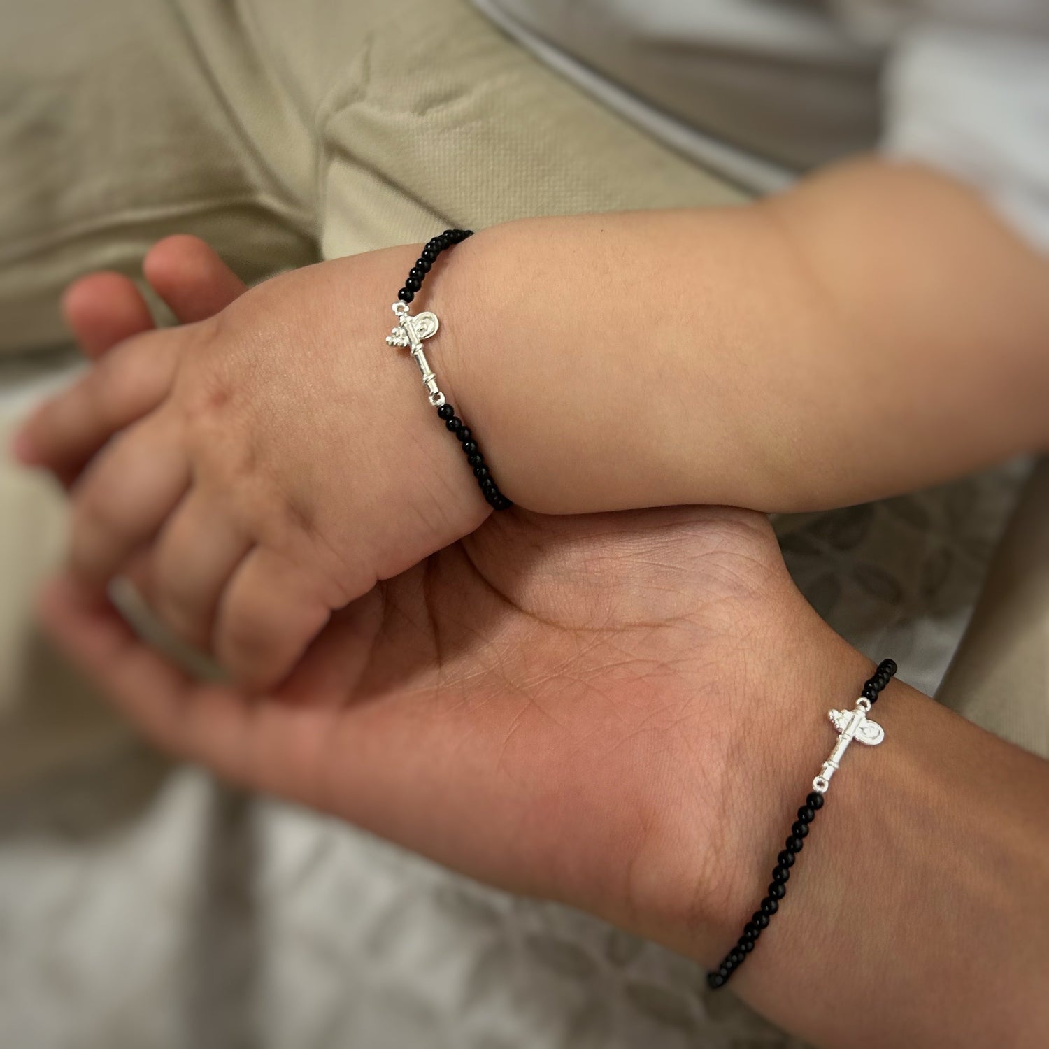 KIDS-(Pair) Laddu Gopal Basuri 92.5 Silver Bracelets