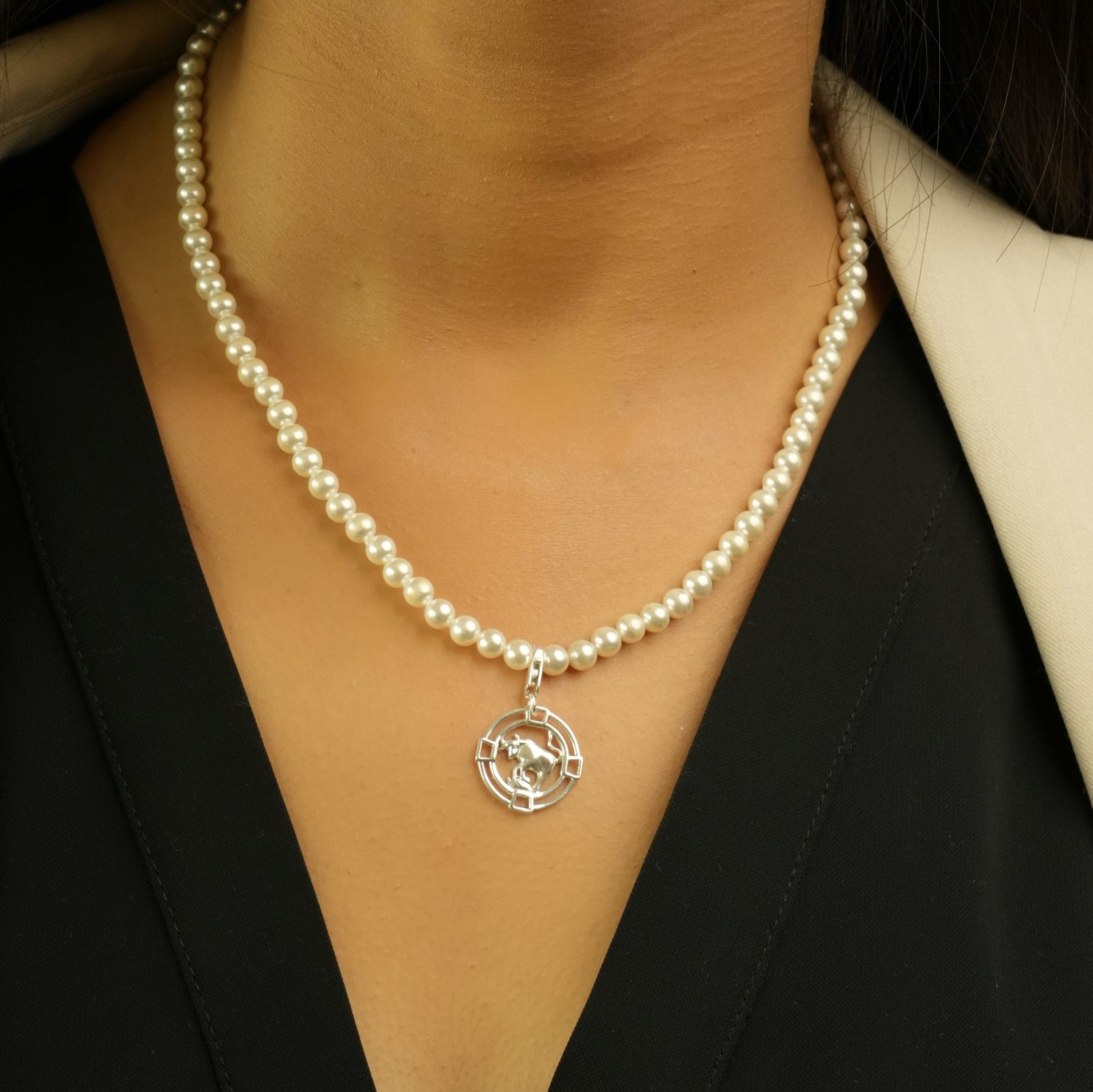 Taurus Pearl 92.5 Silver Necklace