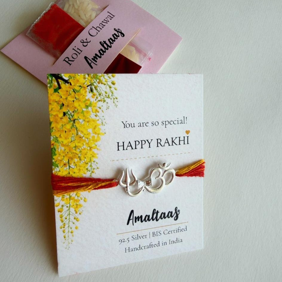 SILVER RAKHI – Shiv Om Damru - 92.5 Silver