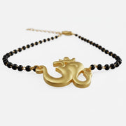 Women Shubh Om Ganesh 22k Gold-plated Brass Bracelet with Black Onyx