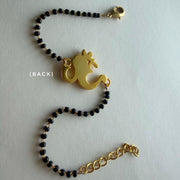 Women Om Ganesh 22k Gold-plated Brass Bracelet with Black Onyx