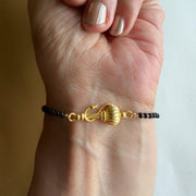 Women Vayuputra Gada 22k Gold-plated Brass Bracelet with Black Onyx