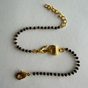 Women Vayuputra Gada 22k Gold-plated Brass Bracelet with Black Onyx