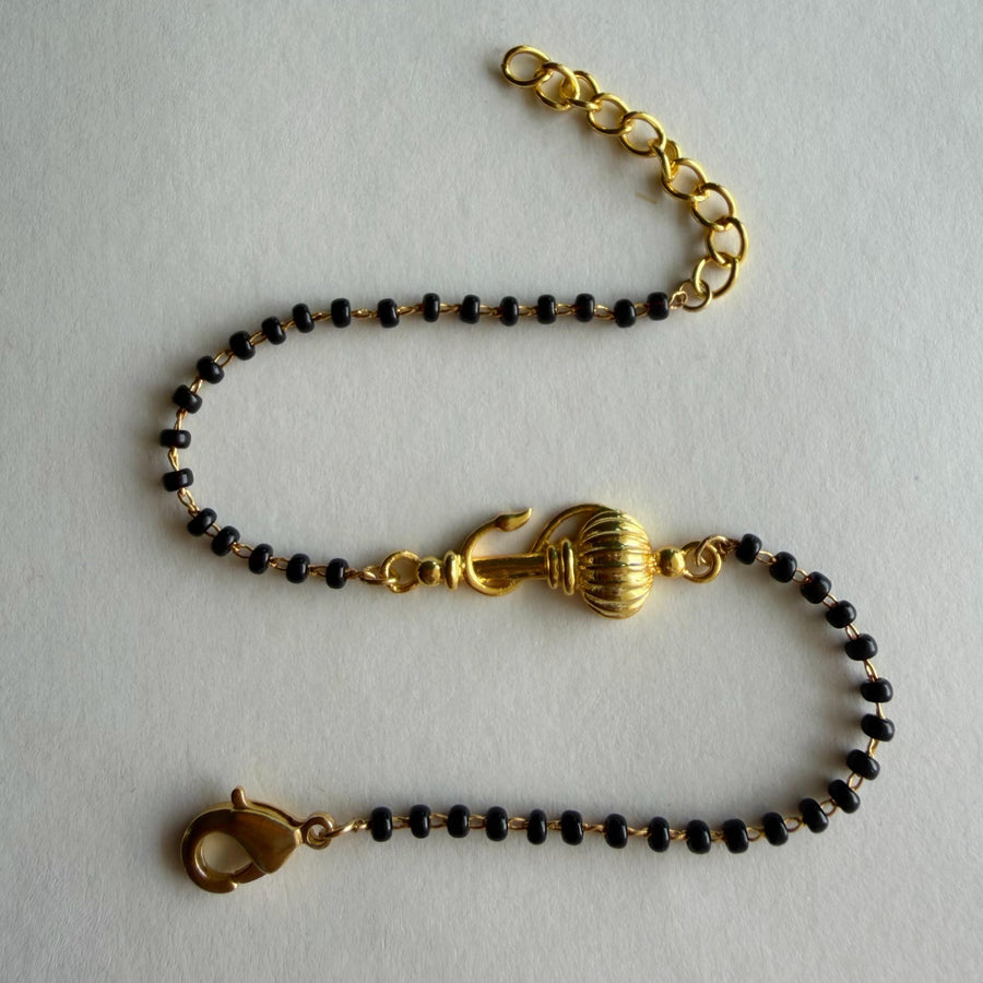 Women Vayuputra Gada 22k Gold-plated Brass Bracelet with Black Onyx