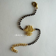 Women Mahadev's Trishul 22k Gold-plated Brass Bracelet with Black Onyx