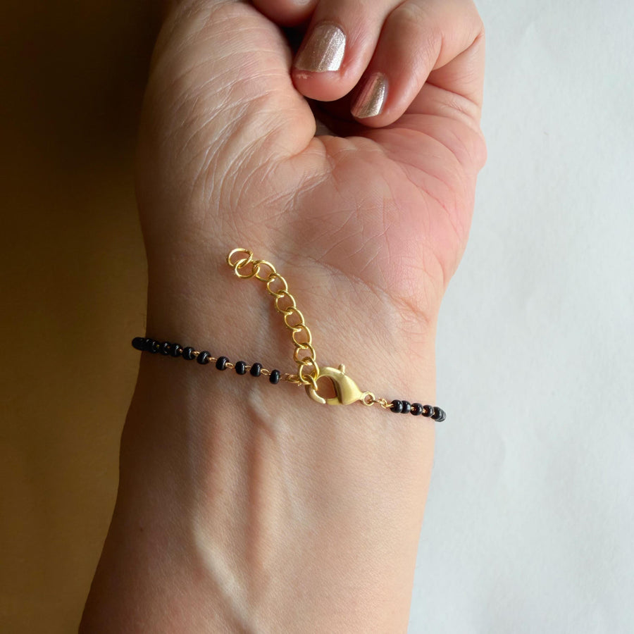 Women EvilEye Nazar Guardian 22k Gold-plated Brass Bracelet with Black Onyx
