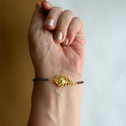 Women Kanha Morpankh 22k Gold-plated Brass Bracelet with Black Onyx