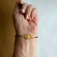 Women Kanha Morpankh 22k Gold-plated Brass Bracelet with Black Onyx