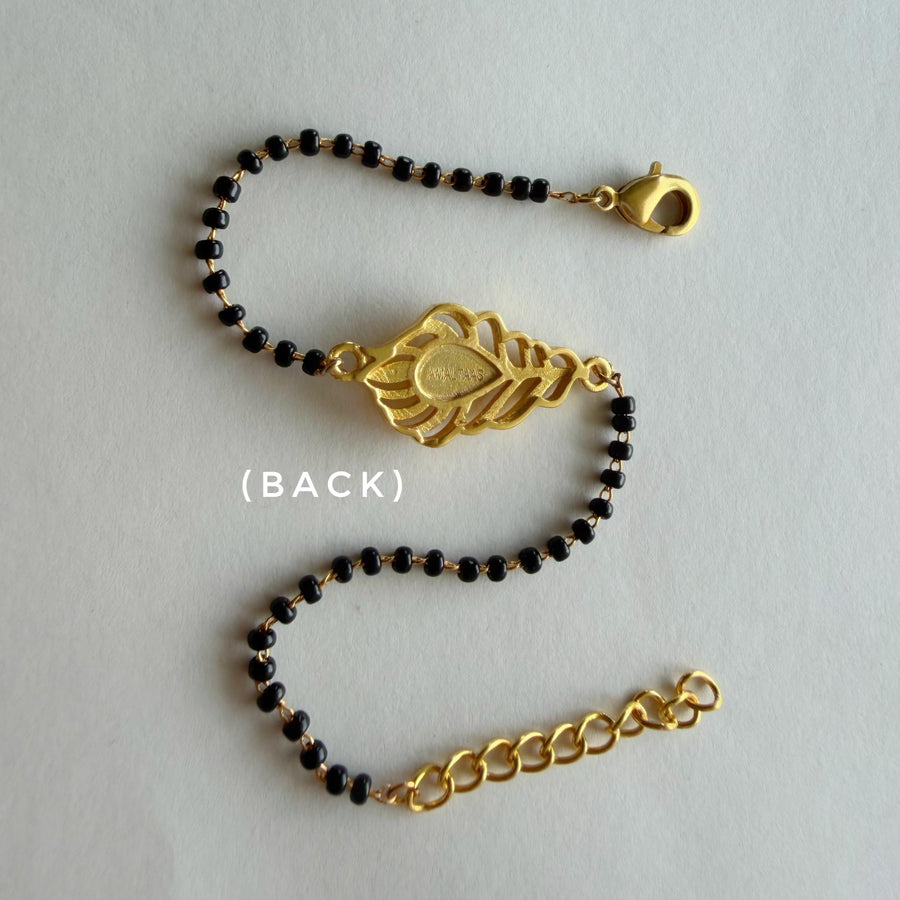 Women Kanha Morpankh 22k Gold-plated Brass Bracelet with Black Onyx