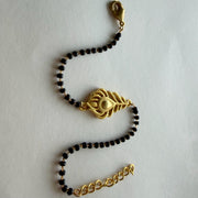Women Kanha Morpankh 22k Gold-plated Brass Bracelet with Black Onyx