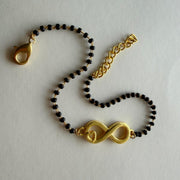 Women Infinite Love 22k Gold-plated Brass Bracelet with Black Onyx