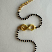 Women Infinite Love 22k Gold-plated Brass Bracelet with Black Onyx