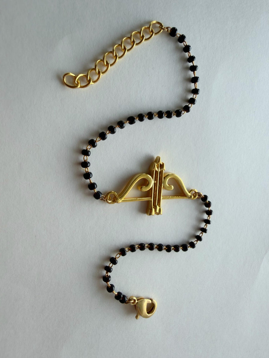 Women Shyam Ji  22k Gold-plated Brass Bracelet with Black Onyx