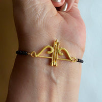 Women Shyam Ji  22k Gold-plated Brass Bracelet with Black Onyx