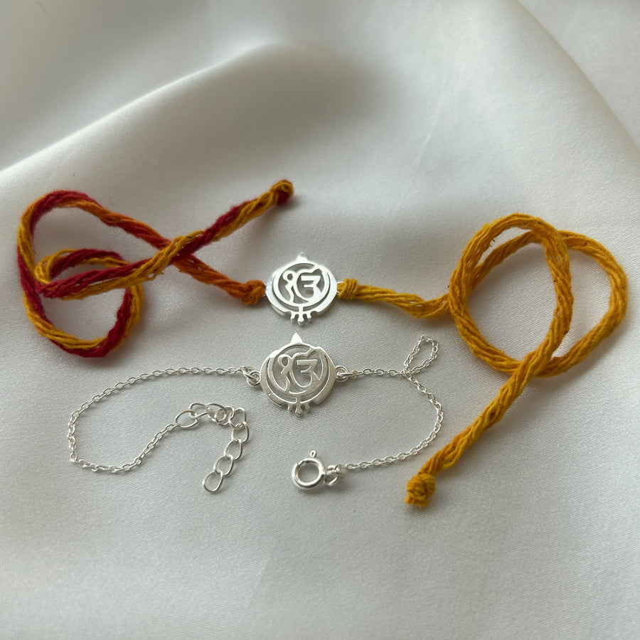 COMBO RAKHI -Ek Onkar 92.5 Silver Rakhi for Bhai & Bhabhi